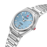 Swiss Military Hanowa Men's Automatic Watch Ice Blue Dial with Silver Stainless Steel Bracelet, SMWGL0006904