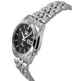 Seiko 21 Jewels Men's Automatic Watch Analog Black Dial with Silver Stainless Steel Band, SNK361K