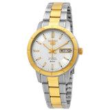 Seiko 21 Jewels Men's Automatic Watch Analog White Dial with Two-Toned Stainless Steel Band, SNK892K