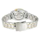 Seiko Men's Mechanical Watch Analog, White Dial Silver & Gold Stainless Band, SNKE54J