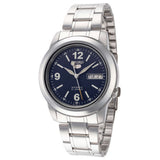 Seiko 21 Jewels Men's Automatic Watch Analog Blue Dial with Silver Stainless Steel Band, SNKE61K