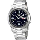 Seiko 21 Jewels Men's Automatic Watch Analog Black Dial with Silver Stainless Steel Band, SNKE61K