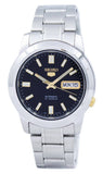 Seiko Men's Mechanical Watch Analog, Black Dial with Silver Stainless Steel Band, SNKK17K