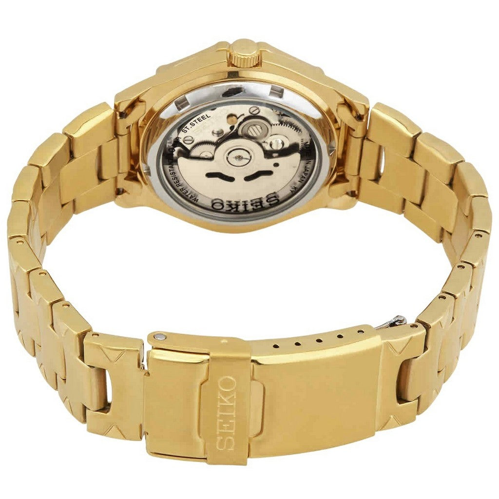 Seiko Men's Sports Watch, Automatic 23 Jewels Gold Dial Gold Stainless Band, SNZ450J