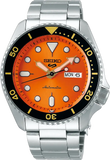 Seiko, Men's Mechanical Watch Analog, Orange Dial Silver Stainless Steel Band, SRPD59K