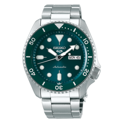 Seiko, Men's Mechanical Sport Watch Analog, Green Dial Silver Stainless Steel Band, SRPD61K