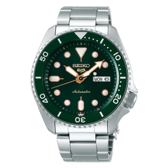 Seiko, Men's Mechanical Sport Watch Analog, Green Dial Silver Stainless Steel Band, SRPD63K