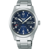 Seiko 5 Men's Automatic Watch Analog Blue Dial with Silver Stainless Steel Band, SRPG29K