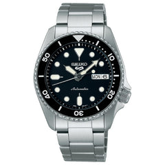 Seiko 5 Men's Automatic Watch Analog Black Dial with Black Stainless Steel Band, SRPK29K