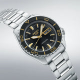 Seiko 5 Men's Automatic Watch Analog Black Dial with Black Stainless Steel Band, SRPK99K