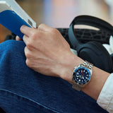 Seiko 5 Sports Men's Automatic GMT Watch, Blue Dial Steel Bracelet, SSK003K