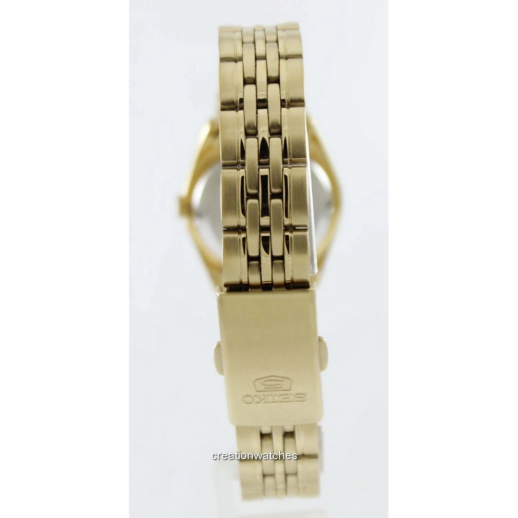 Seiko Women's Mechanical Watch Analog, Gold Dial Gold Stainless Band, SYMA38K