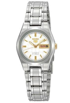 Seiko Women's Automatic Watch Analog White Dial with Silver Stainless Steel Band, SYMH17J