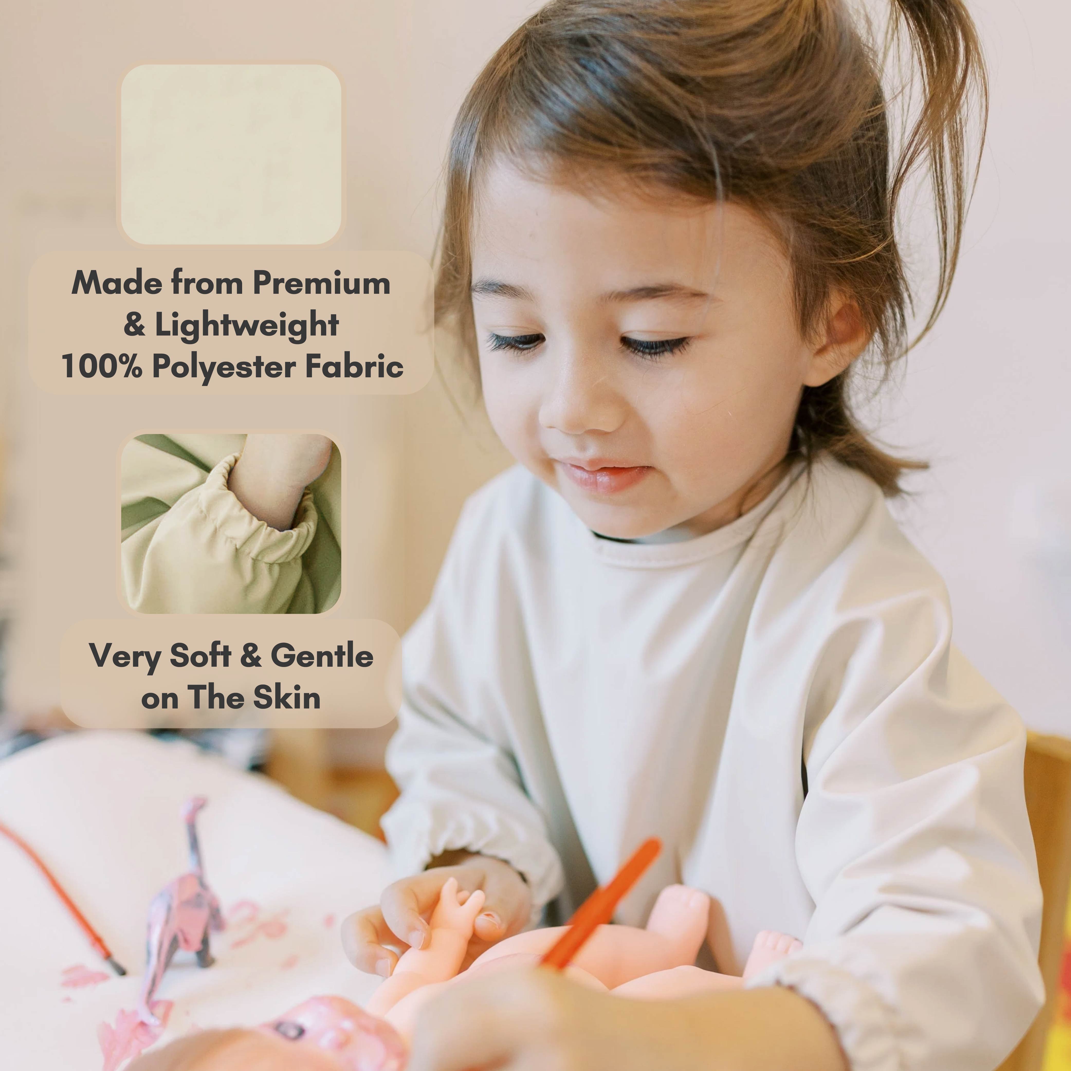 Milk It Baby Water Proof Sleeved Bib, Safari Beige, MI-SBSB004