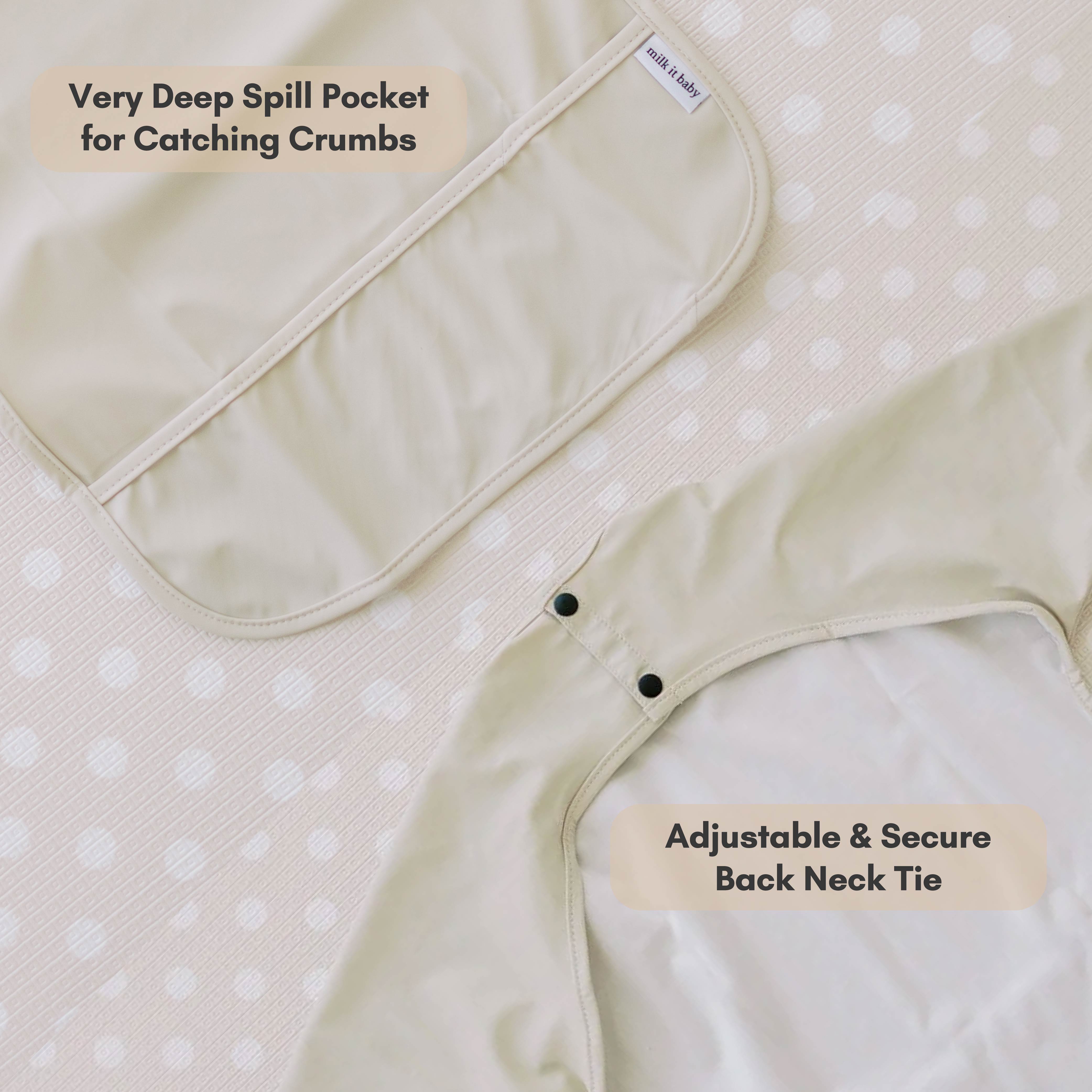 Milk It Baby Water Proof Sleeved Bib, Safari Beige, MI-SBSB004