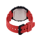 Casio Men's Watch Digital, Black Dial Red Resin Strap, W-218H-4BVDF