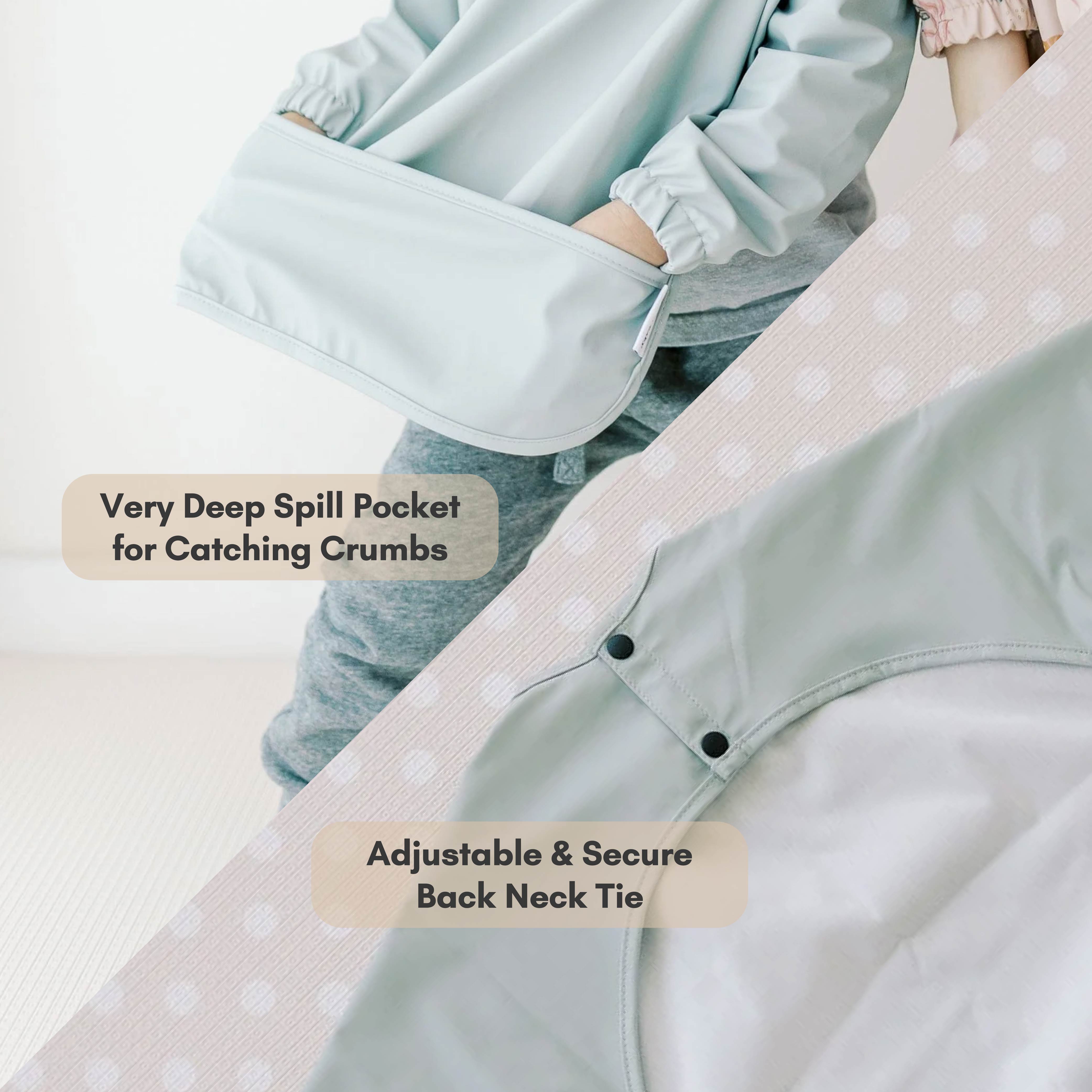 Milk It Baby Water Proof Sleeved Bib, Seafoam Green, MI-SBSG005