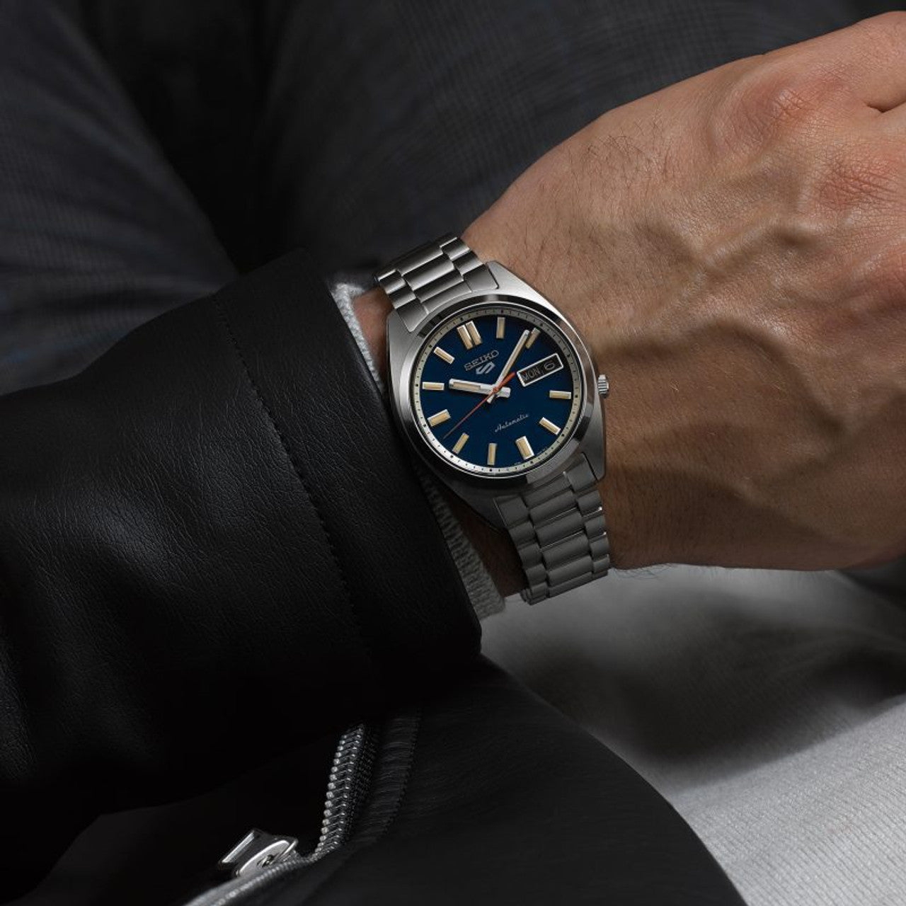 Seiko, Men's Mechanical Watch Analog, Blue Dial Silver Stainless Steel Band, SRPK87K
