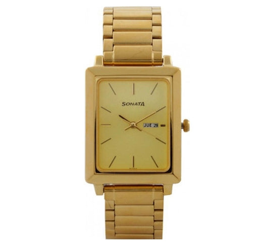 Sonata, Men, Analog, Watch, Champagne Dial, Stainless steel Strap, 7057YM02