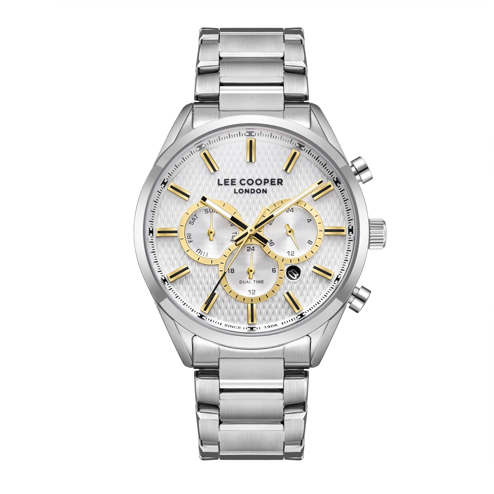Lee Cooper Men's Watch Analog Silver Dial with Silver Stainless Steel Band, LC08153.330