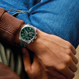 Swiss Military Hanowa Men's Chronograph Watch Olive Green Dial with Silver Stainless Steel Bracelet, SMWGI0000404