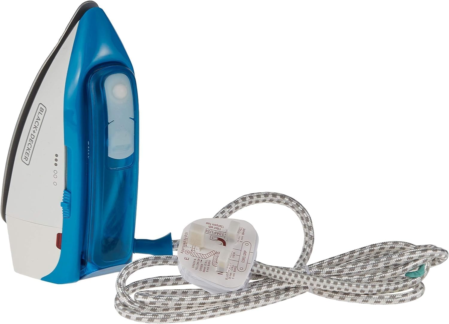 Black+Decker, 1085W Dual Voltage Travel Steam Iron, Blue, TI250