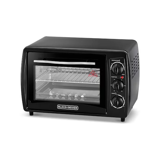 Black+Decker 19L Toaster Oven with Double Glass and Rotisserie |TRO19RDG-B