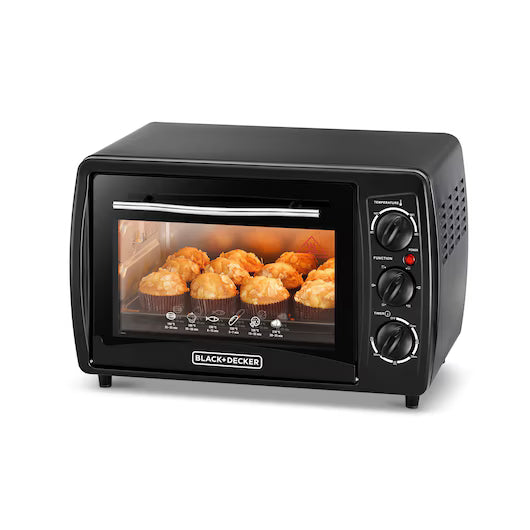 Black+Decker 19L Toaster Oven with Double Glass and Rotisserie |TRO19RDG-B