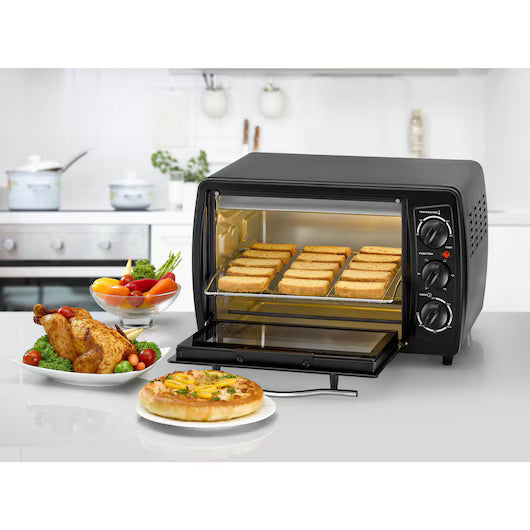Black+Decker 19L Toaster Oven with Double Glass and Rotisserie |TRO19RDG-B