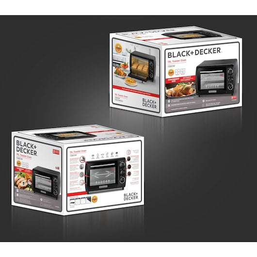 Black+Decker 19L Toaster Oven with Double Glass and Rotisserie |TRO19RDG-B