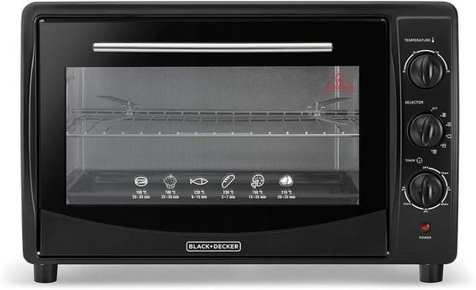 Black+Decker, 45 Litre Double Glass Multifunction Toaster Oven with Rotisserie,Black, TRO45RDG Toaster Oven BL-TRO45RDG