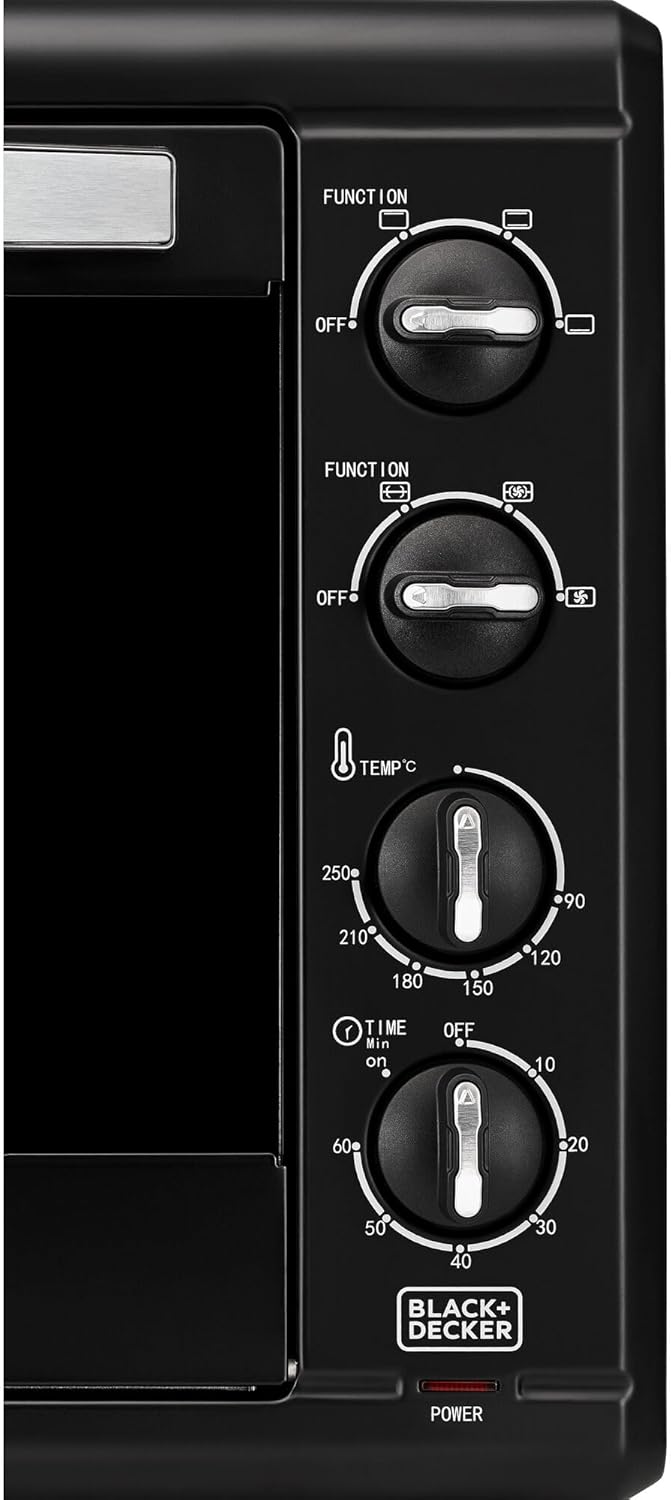 Black+Decker, 55 Litres Double Glass Toaster Oven with Rotisserie, Black, TRO55RDG-B5