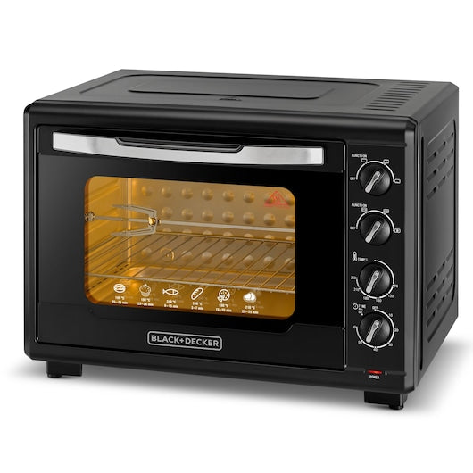 Black+Decker, 55 Litres Double Glass Toaster Oven with Rotisserie, Black, TRO55RDG-B5