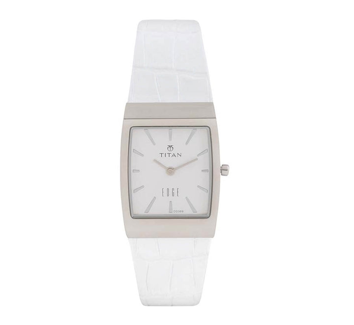 Titan Women' Edge Watch White Dial With White Leather Strap, 2514SL01