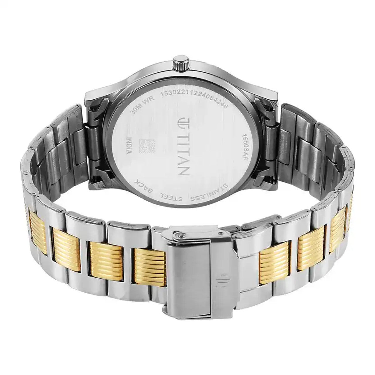 Titan Men's Watch Analog Black Dial with Two-Toned Stainless Steel Band, 1650BM04