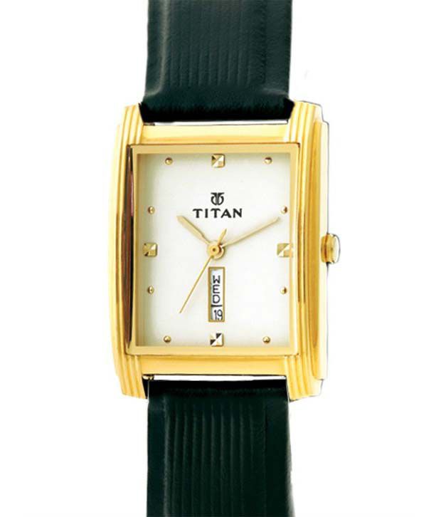 Titan Quartz Men's Watch Analog White Dial With Black Leather Strap, 1072YL05