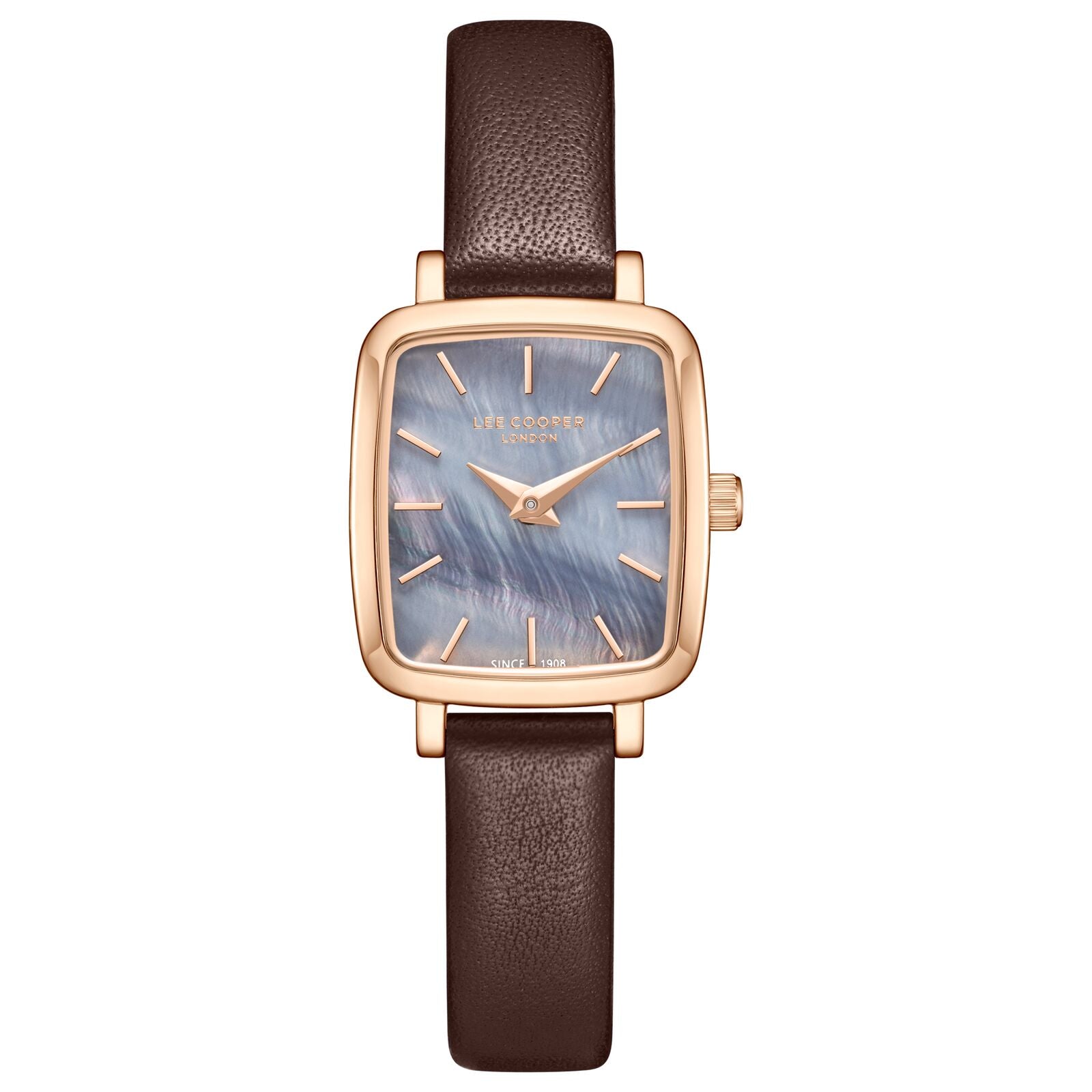 Lee Cooper Women's Watch Analog Mother of Pearl Dial with Brown Leather Strap, LC08151.552