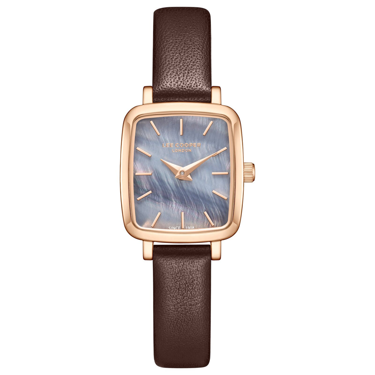 Lee Cooper Women's Watch Analog Mother of Pearl Dial with Brown Leather Strap, LC08151.552