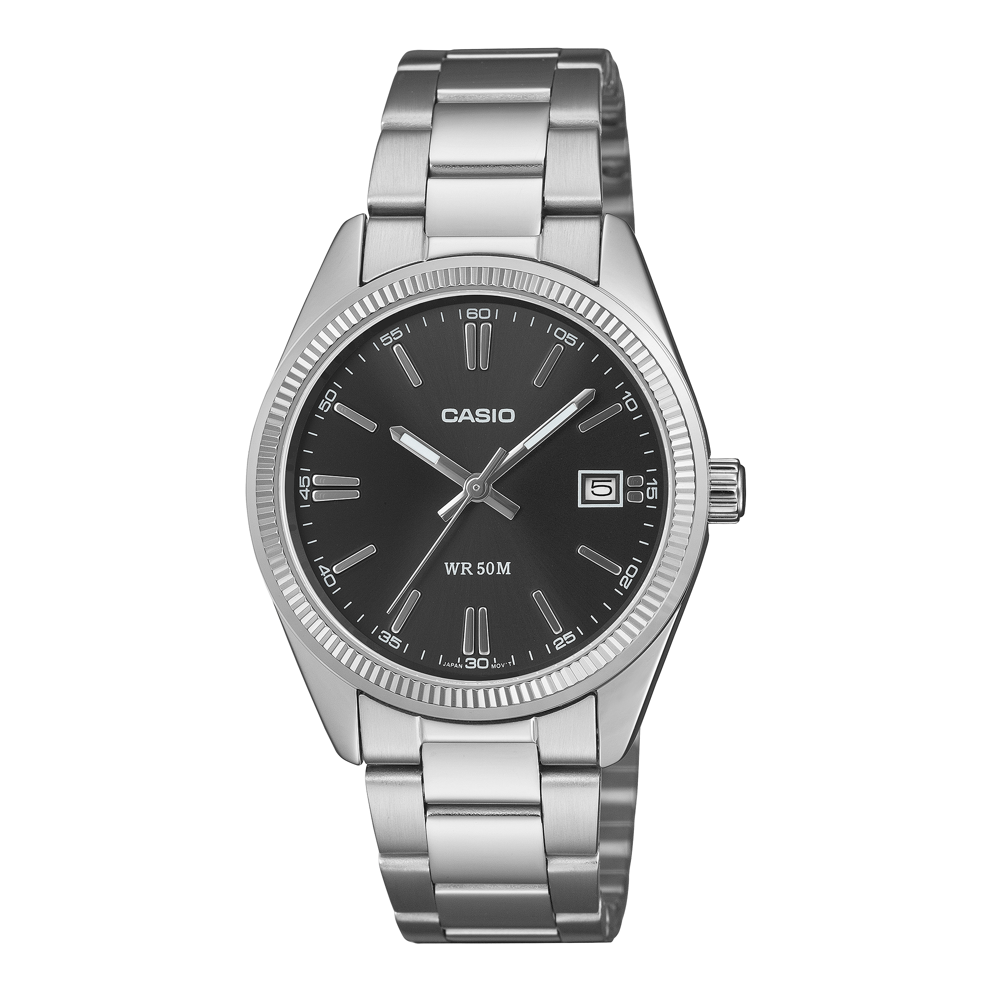 Casio UTP-1302PD-1AVDF Unisex Analog Watch Black Dial with Silver Stainless Steel Band