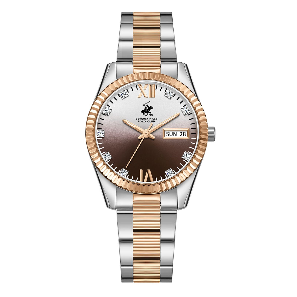 Beverly Hills Polo Club Women's Watch Analog Brown Dial with Two-Toned Stainless Steel Band,  BP3765C.550