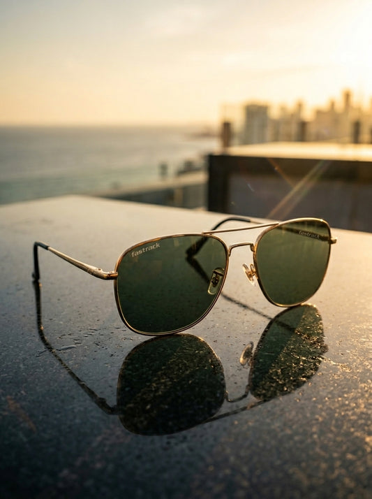 Fastrack Unisex Sunglasses, Green Lens, Polarised and UV protected, M278GR1PV