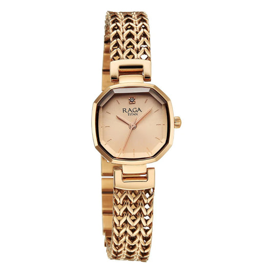 Titan Raga Women's Quartz Analog Watch, Rose Gold11 Dial, Rose Gold11 Stainless Steel Strap, TI-95404WM01