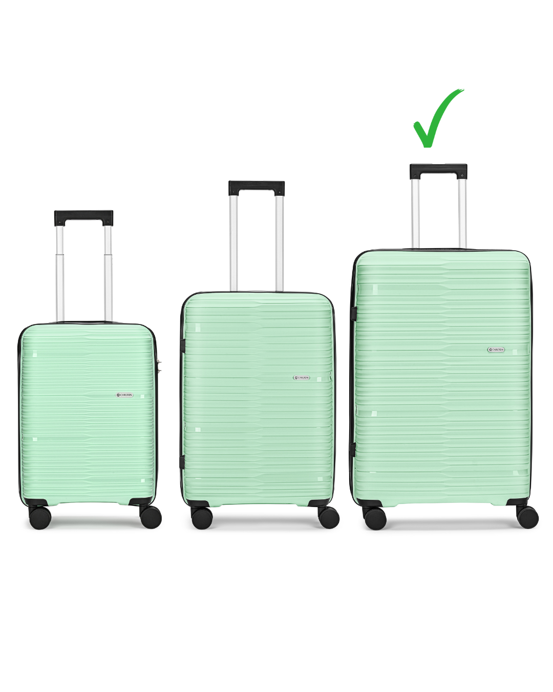Carlton Alton 76cm 8 Wheel Hard Top Trolley-Green, ALTON76GN
