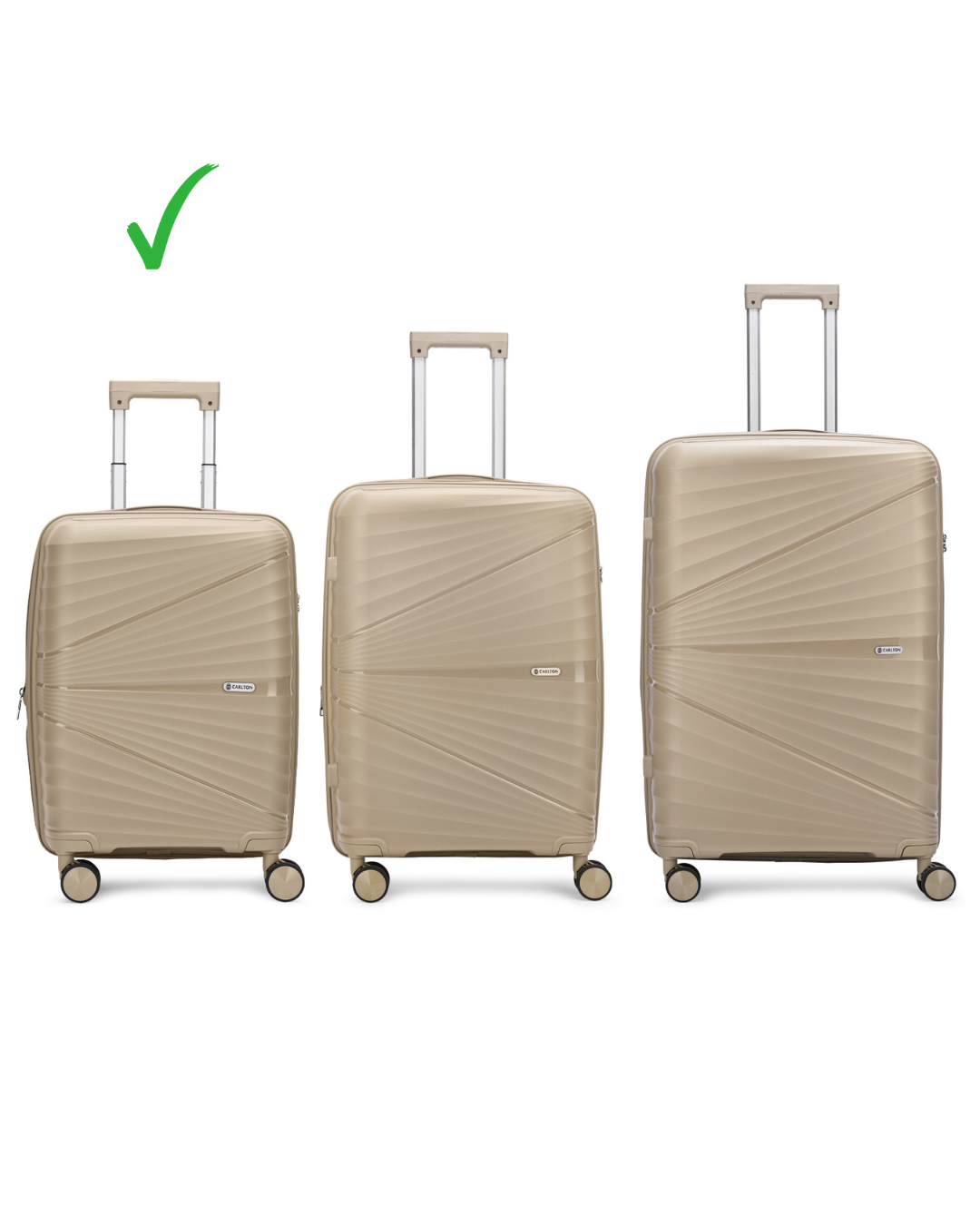 Carlton Hertford 55cm 8 Wheel Hard Top Trolley-Champagne, HERTFORD55CPA