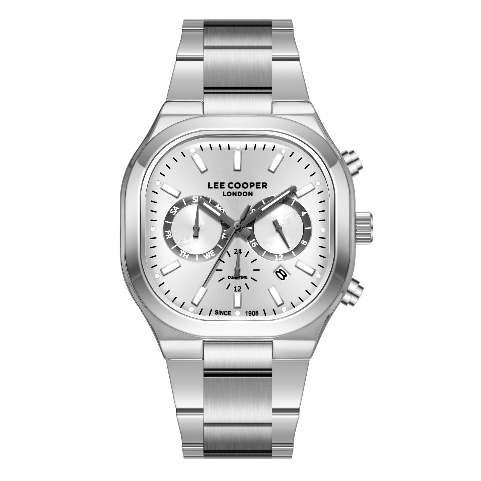 Lee Cooper Men's Watch Analog Silver Dial with Silver Stainless Steel Band, LC08169.330