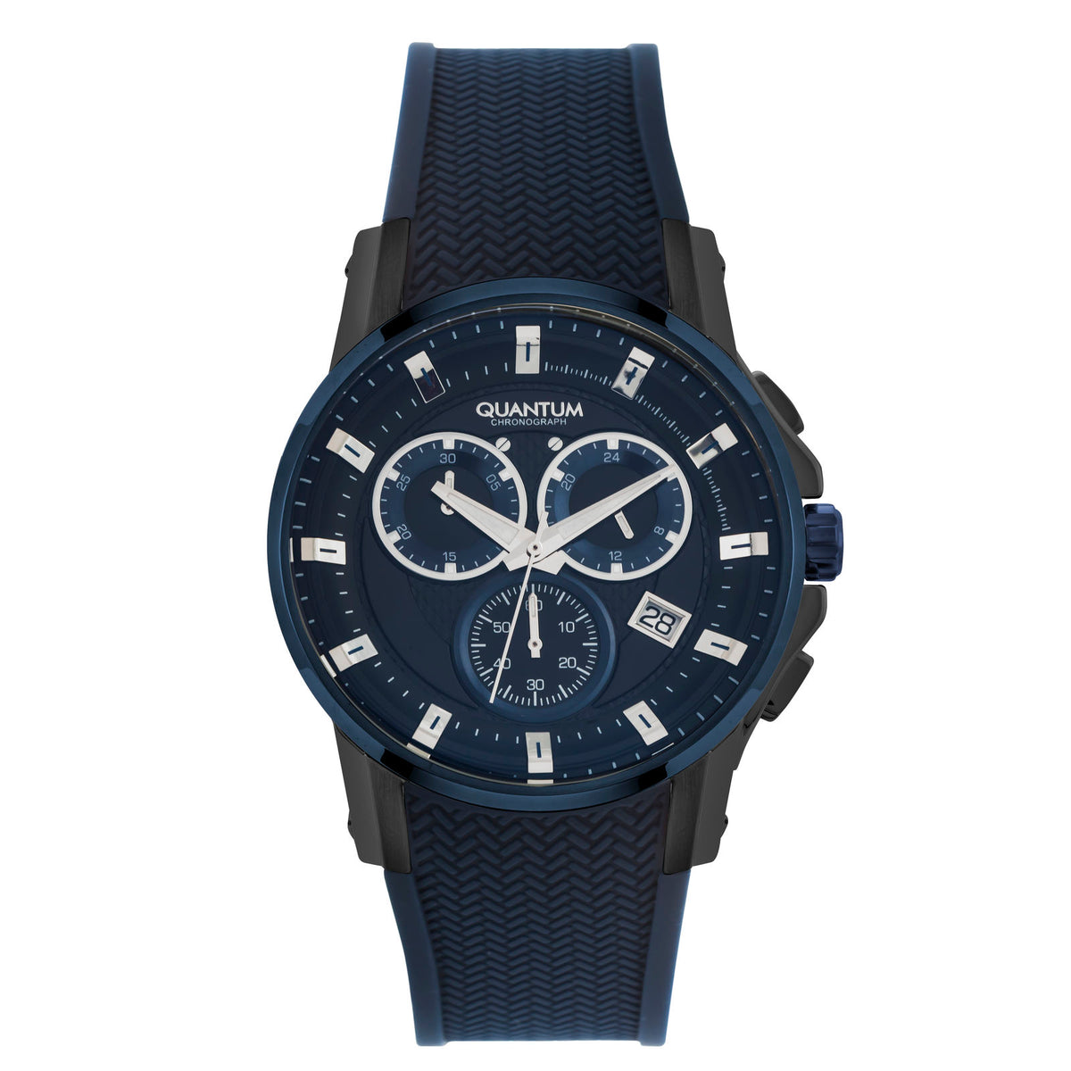 Quantum Men's Chronograph Watch Analog Blue Dial with Blue Silicone Band, PWG751.059