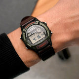Casio Women's Watch Digital Dial with Brown Leather and Cloth Band, W-220HF-3AVDF