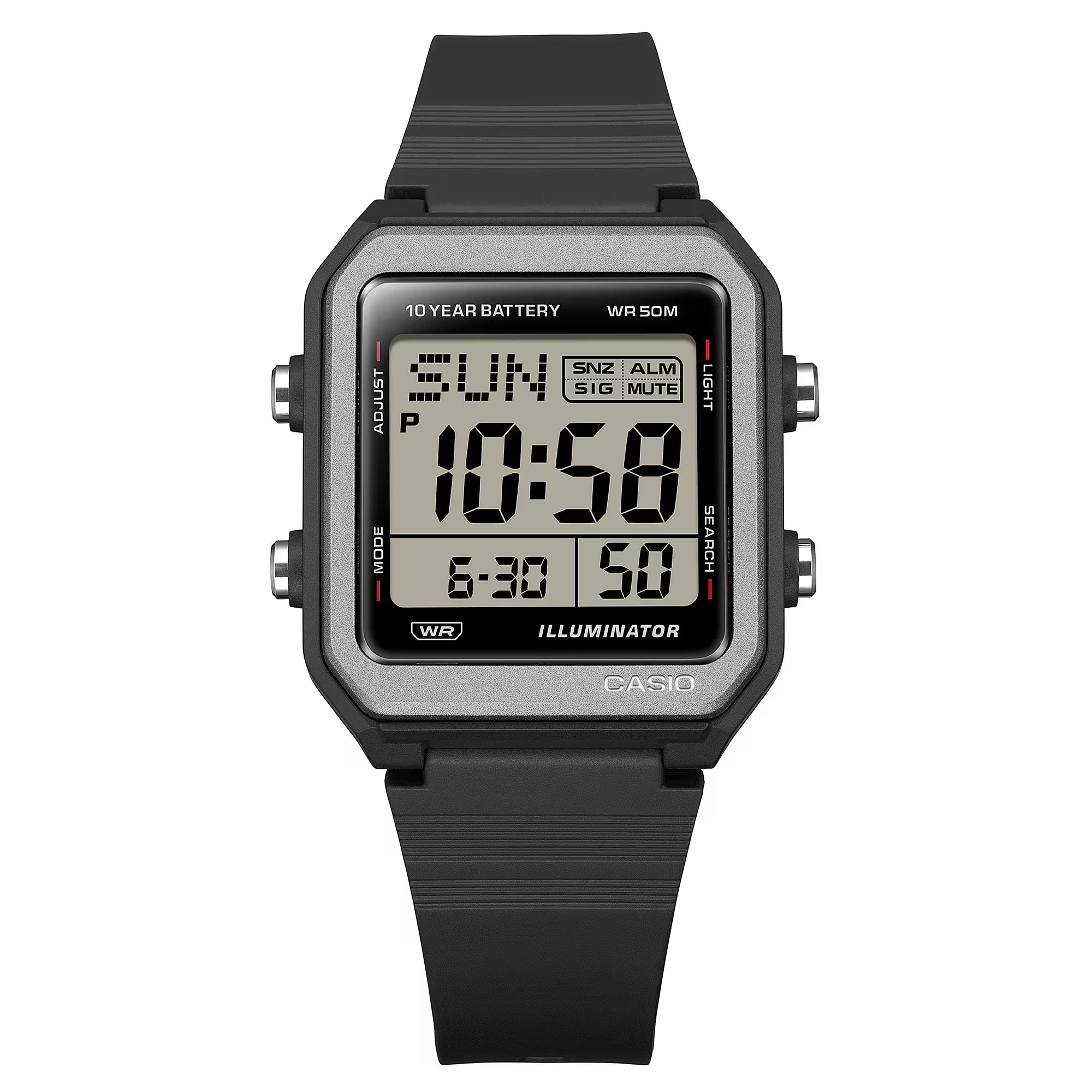 Casio Men's Digital White Dial Watch With Black Resin Band, W-221H-1AVDF product image