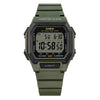Casio Men's Digital Watch Grey Dial with Green Resin Strap, W-738H-3AVDF