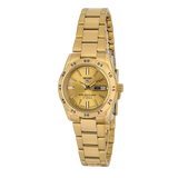 Seiko 5 , 21 Jewels Women's Automatic Watch Analog Gold Dial with Gold Stainless Steel Band, SYMG44J